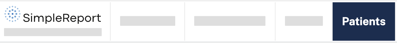 SimpleReport's top navigation, with the "Patient" tab selected