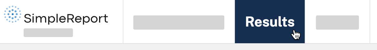 SimpleReport's top navigation, with the "Results" tab selected